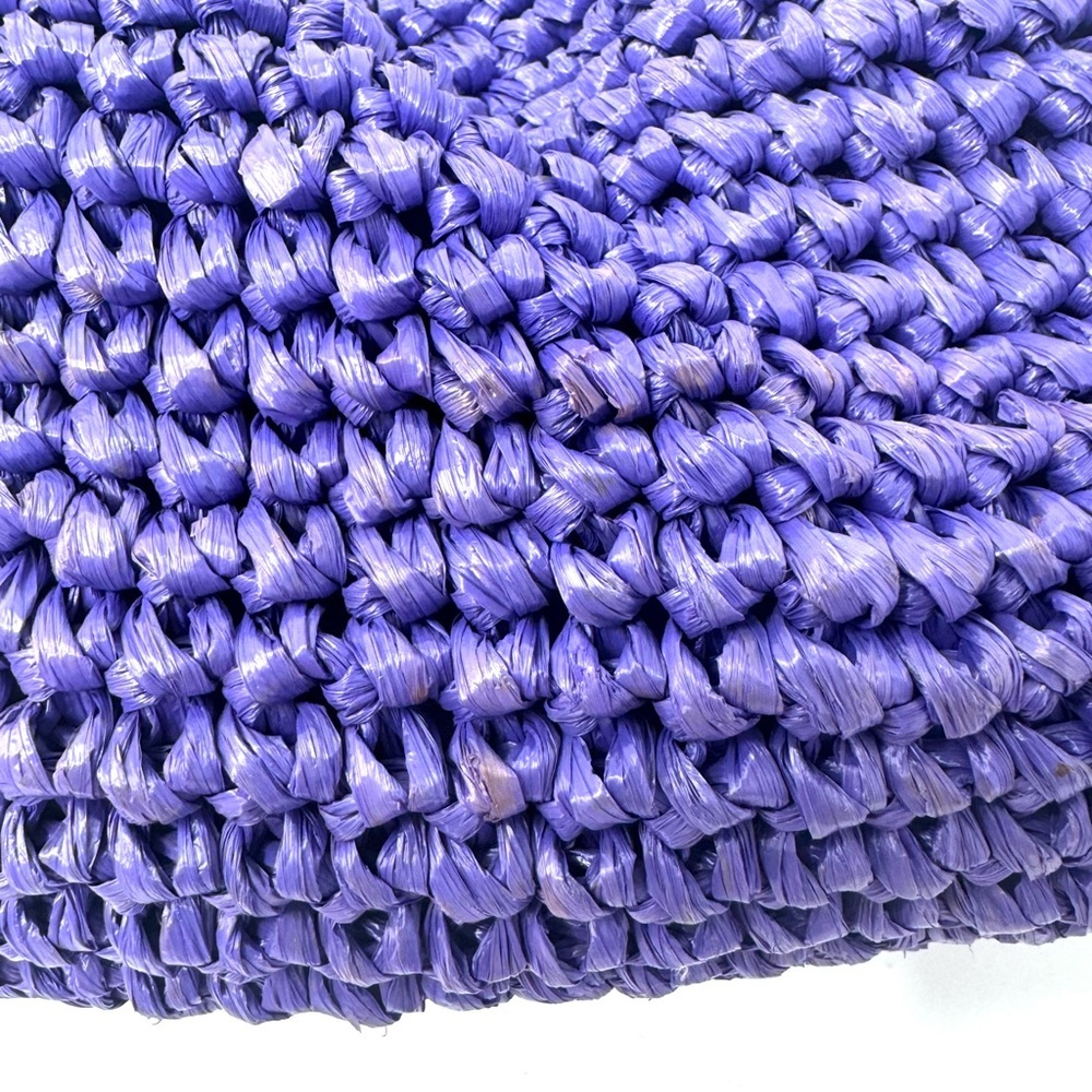 Morris Moskowitz Vintage Purple Crochet Straw Top Handle Bag Gold Hardware - Picture 4 of 9